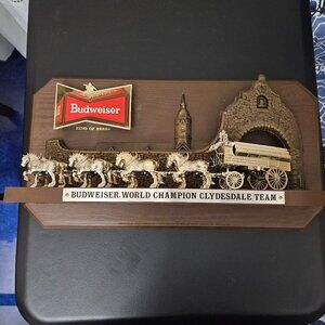 Vtg Budweiser Advertising Sign/Plaque:"Budweiser World Champion Clydesdale Team"